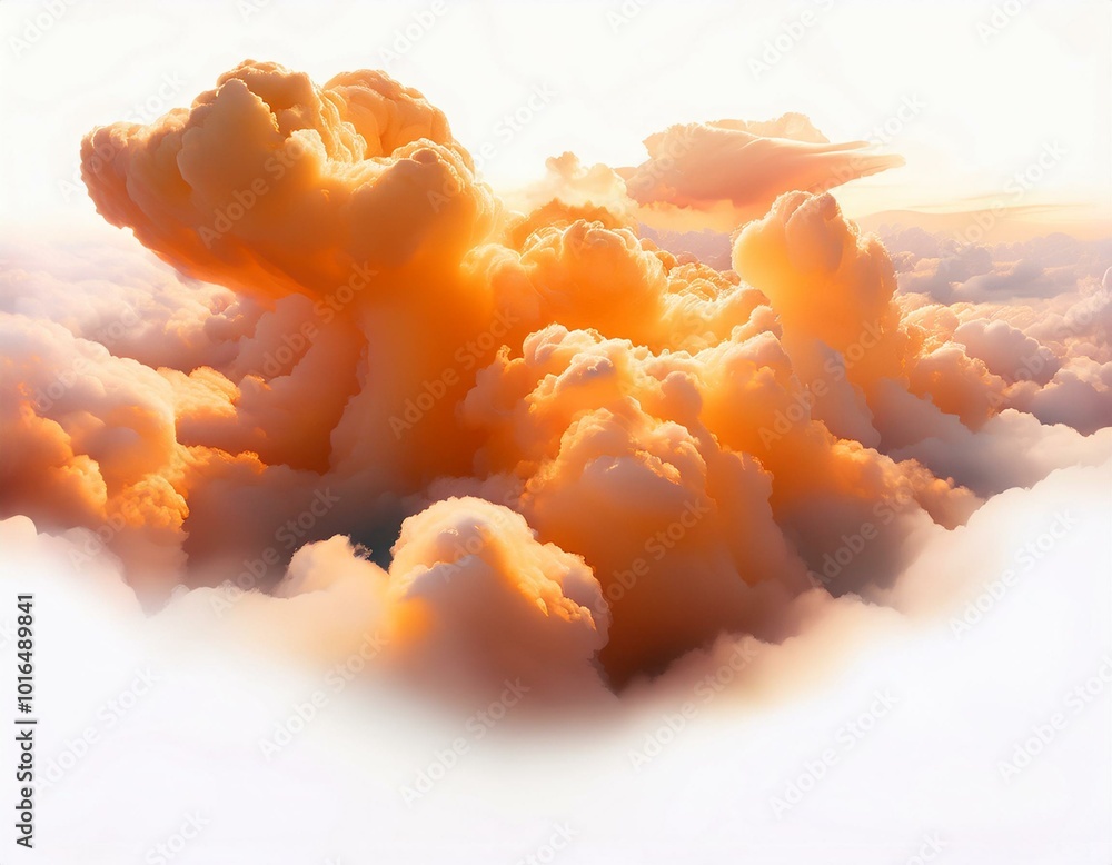 Poster orange clouds. clouds with white background of orange color. bottomless clouds. clouds . cloud frame