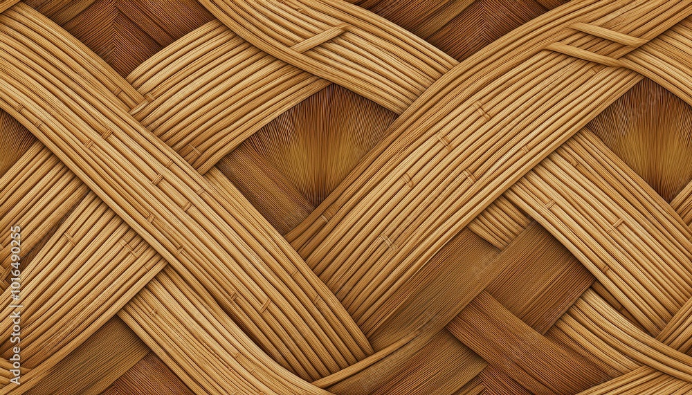 Poster pattern of reed weaving mat with vintage style for background and design art work. seamless pattern.