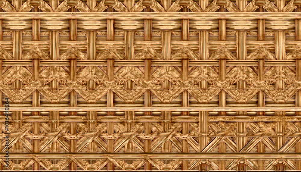 Poster pattern of reed weaving mat with vintage style for background and design art work. seamless pattern.