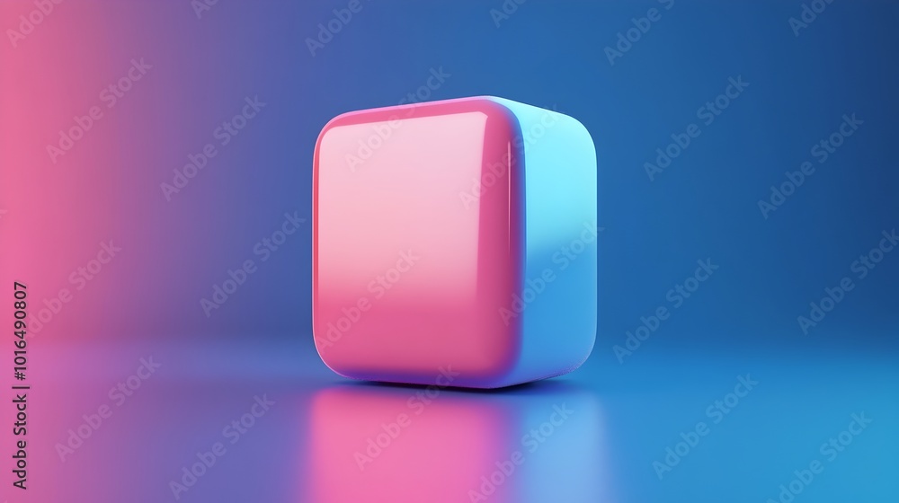 Poster abstract 3d geometric cube with vibrant neon gradient background