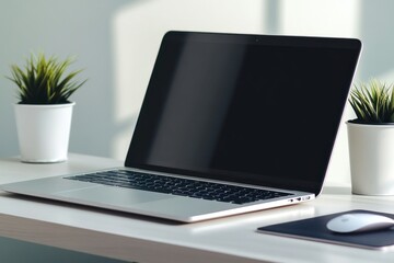 Laptop mockup laptop plants mouse.