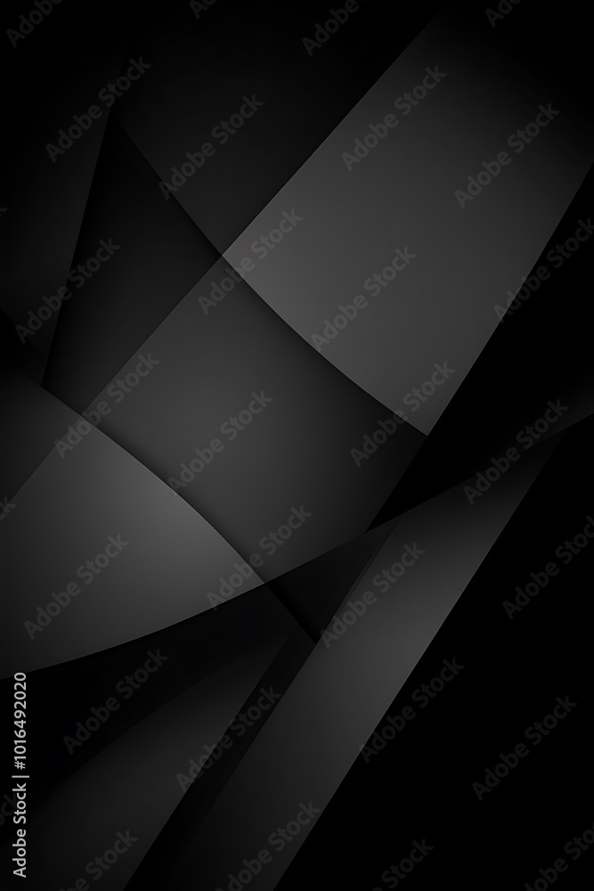 Poster monochromatic abstract geometric design featuring diagonal shapes in shades of gray and black, creat