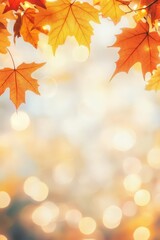 Fototapeta premium Autumn Leaves and Bokeh Lights Background.