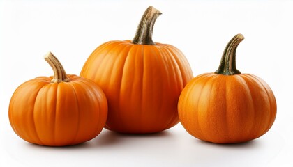 Obraz premium Three pumpkins isolated on white background