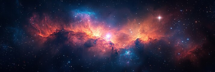 Cosmic Dance of the Nebula, a vibrant nebula swirling with brilliant stars, showcasing sharp details amid blurred celestial elements