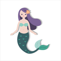Mermaid silhouette with colorful tail 