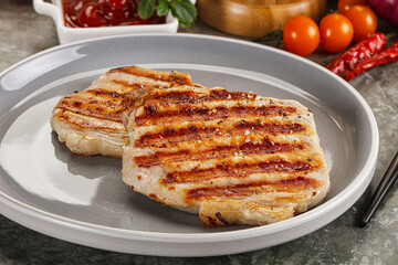 Tasty grilled pork meat steak
