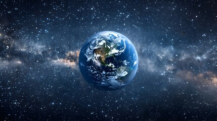 Obraz premium Majestic Planet Earth Amidst Vast Milky Way Galaxy in Outer Space