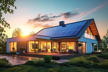 Solar panels house architecture building.