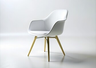 Sleek white chair featured against a white backdrop, perfect for contemporary interior design and minimalist home decor projects, enhancing any space with its elegant simplicity.