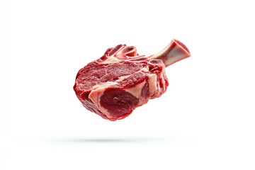 Obraz premium A piece of raw meat suspended in mid-air.
