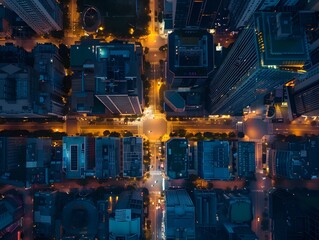 Aerial View of Cityscape at Night