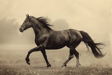 Minimalistic brown horse design with clean lines and simple silhouette on monochrome background