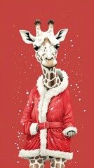 Christmas santa claus giraff giraffe animal mammal.