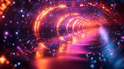 Fototapeta premium concept of closeup view of vibrant neoncolored optical fiber cable,light transmission showcasing the technology of highspeed data communication.create by F.a