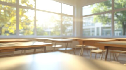 Beautiful blurred background of bright classroom and study room 