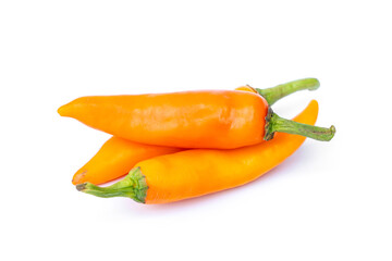 Ingredients and spices for Thai food menus. Yellow Chilli Spur Pepper isolated on white background.