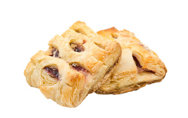 Puff pastry cakes with cherries