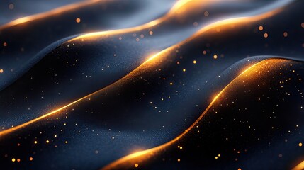 Obraz premium deco wavy and luxury wave line background golden lines on dark blue wallpaper,aesthetic corporative style gold stripes making abstract water waving motion.illustration