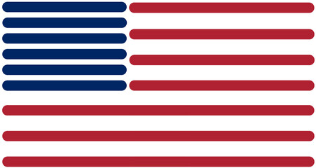 shape of the flag of USA as rounded lines as horizontal stripes, outline silhouette, United States of America symbol icon design, flat-style, blue red striped