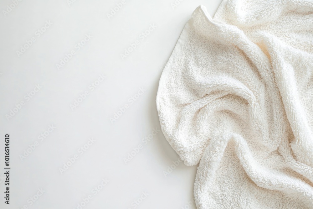 Aufkleber a close-up view of a white towel on a table, perfect for use in still life photography or as a prop 