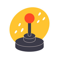minimalist illustration of a retro-style joystick with black base and red top. nostalgic gaming vibe, perfect for vintage or gaming-related projects. Vector groovy illustration.