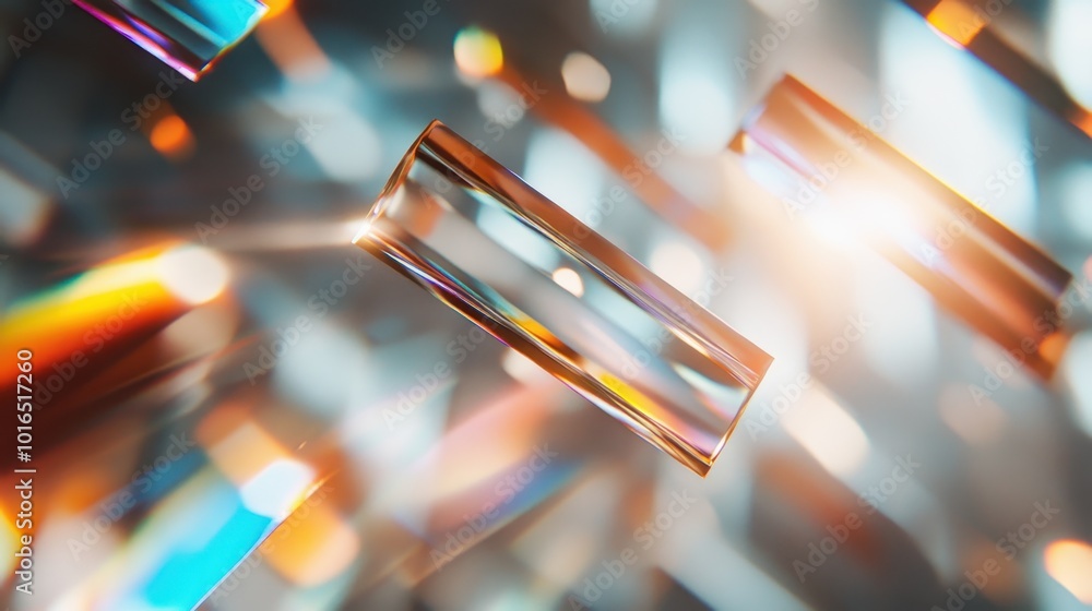Poster this image showcases abstract, colorful rectangles glimmering in sunlight, creating a vibrant and dy