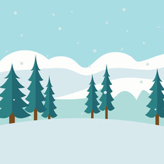 Wonderful Snowfall christmas tree landscape winter background for Merry Christmas and Happy New Year vector illustration.