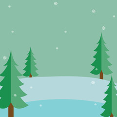 Obraz premium Wonderful Snowfall christmas tree landscape winter background for Merry Christmas and Happy New Year vector illustration.