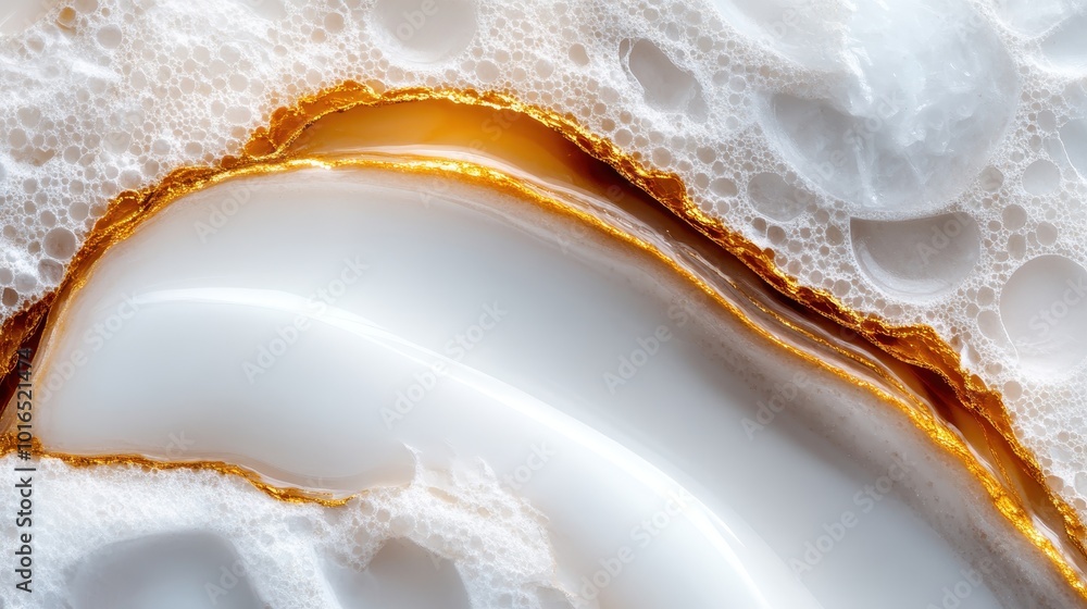 Poster a sophisticated abstract image featuring intricate white textures and bold, shimmering golden lines,