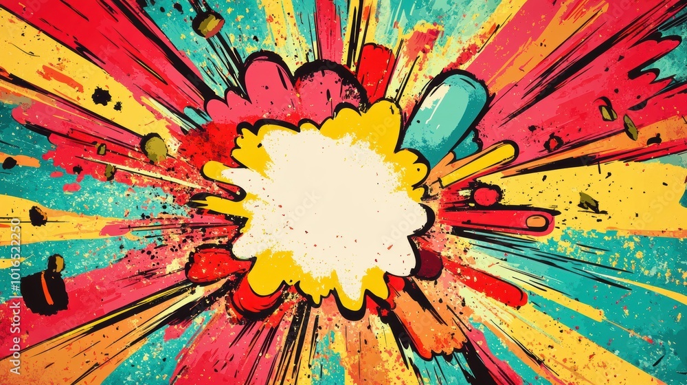 Poster vibrant explosion of colors creating an abstract background, perfect for advertisements or artistic 