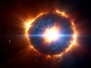 Obraz premium Bright supernova explosion in deep space. Galaxy, universe..