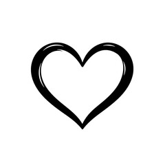 Thick-lined heart shape with artistic curved accents on top, isolated on transparent background, Generative AI