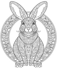 Intricate Mandala Rabbit Line Art Illustration