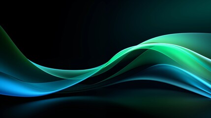 Fototapeta premium Elegant Abstract Background with Soft Green and Blue Wavy Lines, Harmonious Blend of Colors Creating Tranquil Atmosphere for Graphics, Posters, Web Pages, and Print Media