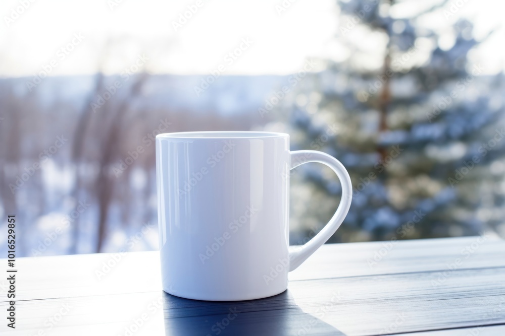 Wall mural Coffee mug table drink.