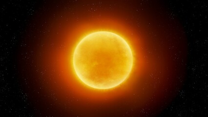 Sun-like star in space isolated. Yellow dwarf on a black background. Bright main sequence star.