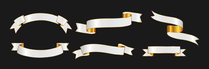 Golden Ribbon Banner Set for Elegant Decoration and Design

