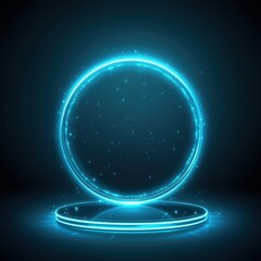 Fototapeta premium Abstract Glowing Blue Circle with Platform.