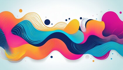 Abstract Decorative Banner Element with Colorful Fluid Liquid Shapes