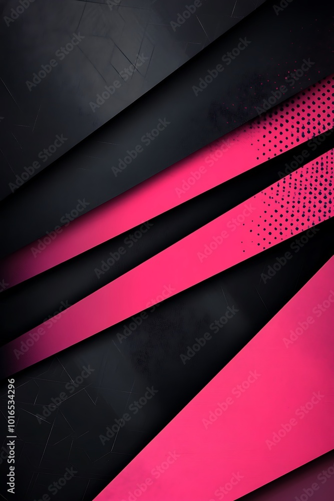 Poster vibrant abstract geometric background with striking pink and black diagonal shapes, perfect for capt