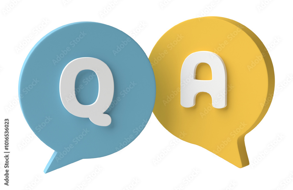 Aufkleber faq, questions and answers icon isolated on transparent background. 3d render.