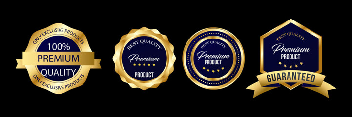 Premium Quality Guarantee Badges with Gold and Navy Blue Design

