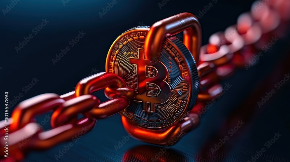 Poster abstract representation of blockchain and cryptocurrency concept