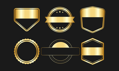 Gold Badge and Emblem Collection with Blank Banners for Customization

