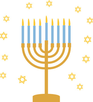 menorah happy hannukan, festival of light, yellow, blue, stars of David, jewish holiday, israel tradition, culture, hannukan light, judaism religion, traditional celebration