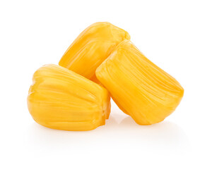 Ripe jackfruit , peeled fruit (Ka-nun) isolated on white background