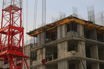 Fototapeta premium construction site with crane and building