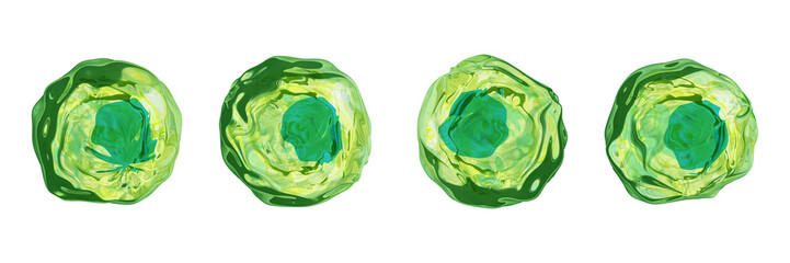 3D green cell icon set, abstract science medical microbiology bubble collection, macro egg sphere. Reproduction laboratory research concept, microorganism molecule kit. 3D cell embryo nucleus clipart © Oleksandra