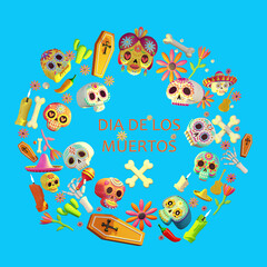 Mexican skull design, Mexico culture tourism landmark latin and party theme 3d illustration.